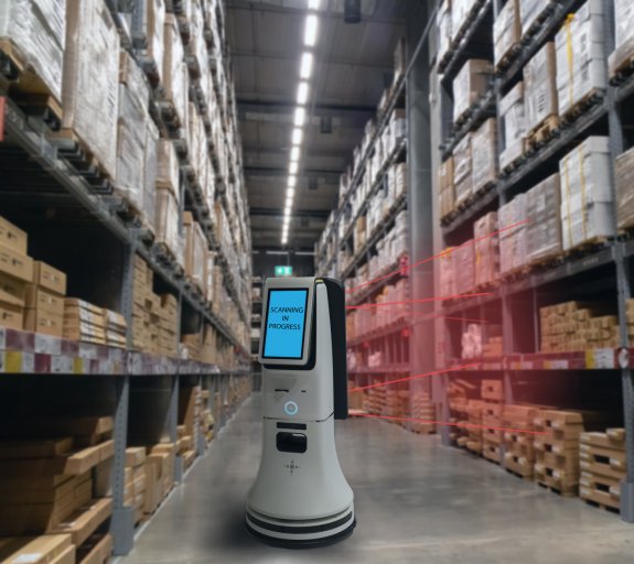 Smart retail robot scanning data in warehouse